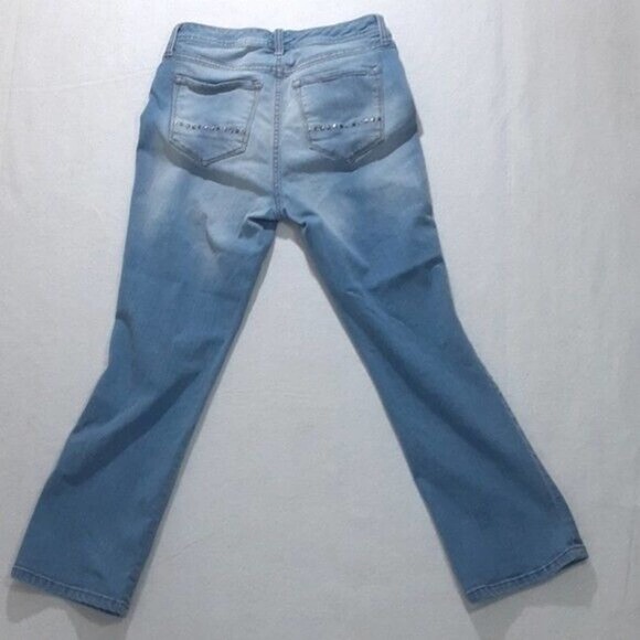 Nine West Taylor cuffed capri jeans size 4 stud embelished pockets * - Picture 3 of 13